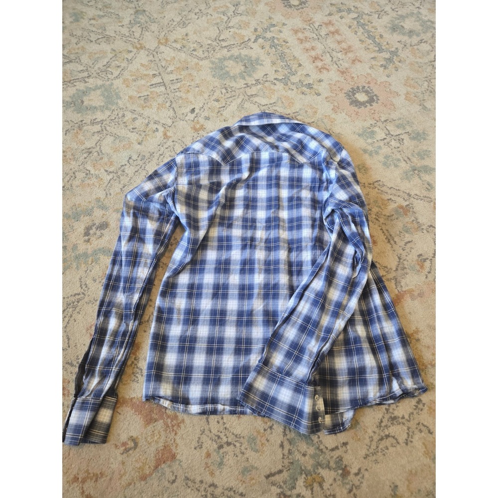 Wrangler‎ Retro Pearl Snap Mens Western Wear L Tall Blue Plaid - Picture 6 of 9
